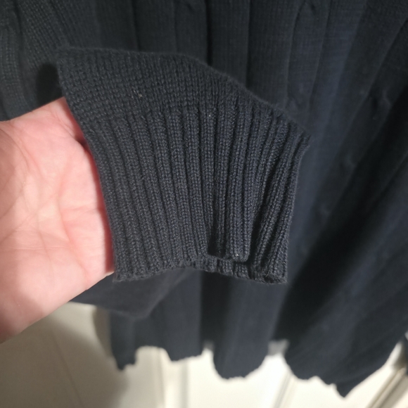 Oscar de la Renta Navy Cable Knit Crewneck Sweater - Picture 4 of 7